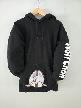 Stray Kids SKZOO Wolf Chan Black Hooded Pullover Sweatshirt Size M